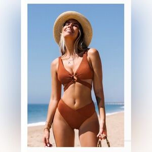 Cupshe brand- Metallic O-Ring Bralette & Cheeky Hipster Bikini- New Without Tags